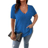 Solid Plus Size Women's V-neck Short T-shirt